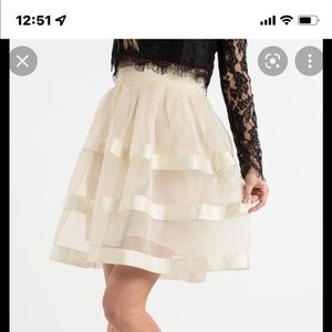 Betthany Ivory Striped Sheer Chiffon Skirt - Medium